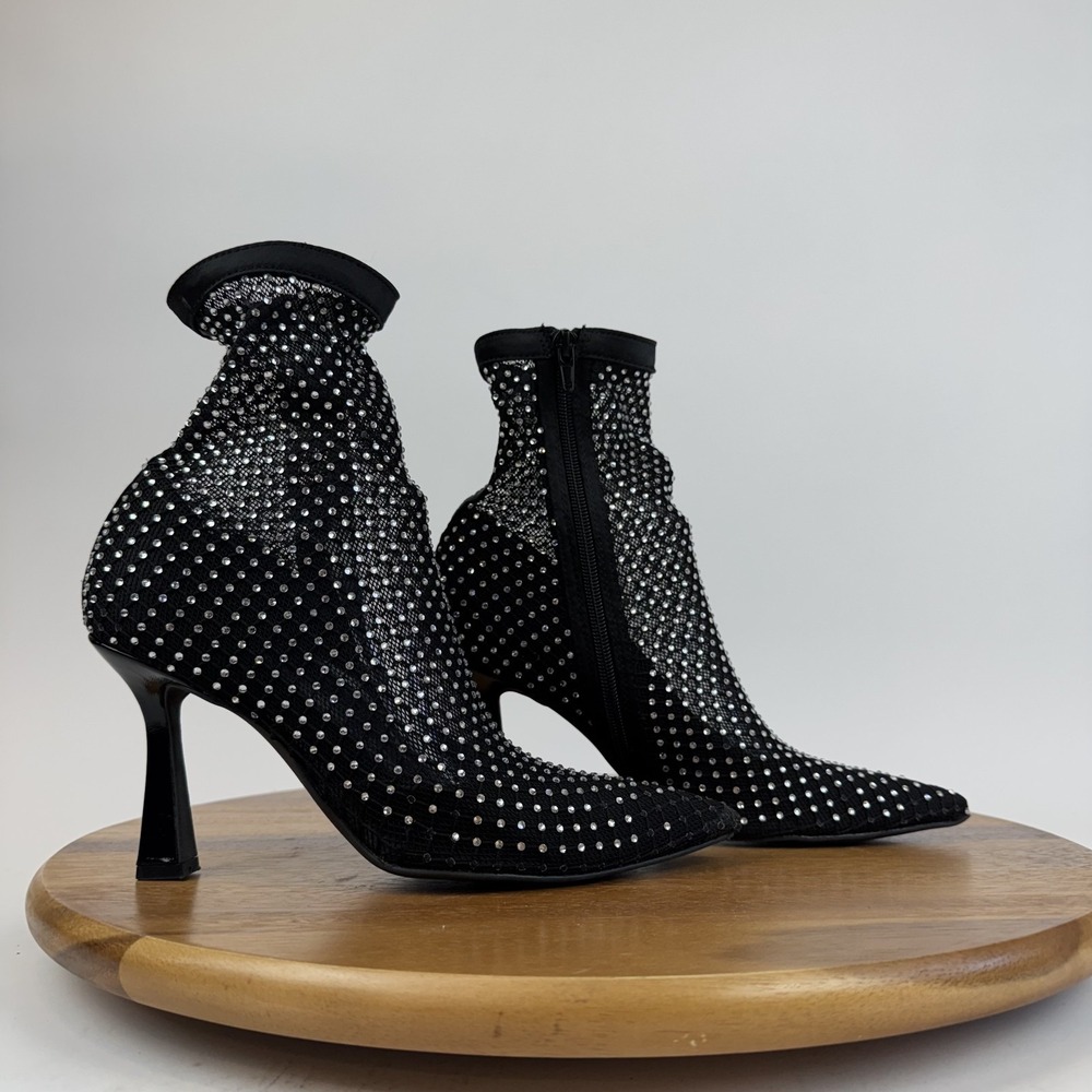 Womens Open Edit‎ Hazley Black Rhinestone Heeled Formal Ankle Boots Size 6 M GUC